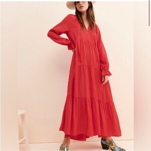 Maeve by Anthropologie Wendy Red Maxi Dress